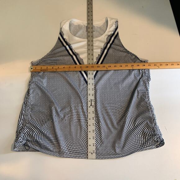 Lucky In Love Tank Top Womens 2XL XXL White Navy Scoop Neck Sleeveless Stretch - Picture 7 of 11